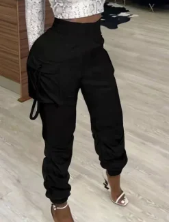 Outlet Women's Cargo Pants Joggers Pants Pink Fall Winter Trousers Full Length Cotton Micro-elastic High Waist Fashion Streetwear Street Daily Black White S M Women Pants