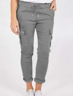 New Women's Cargo Pants Pants Trousers Plain Mid Waist Full Length Dark Grey Fall Women Pants