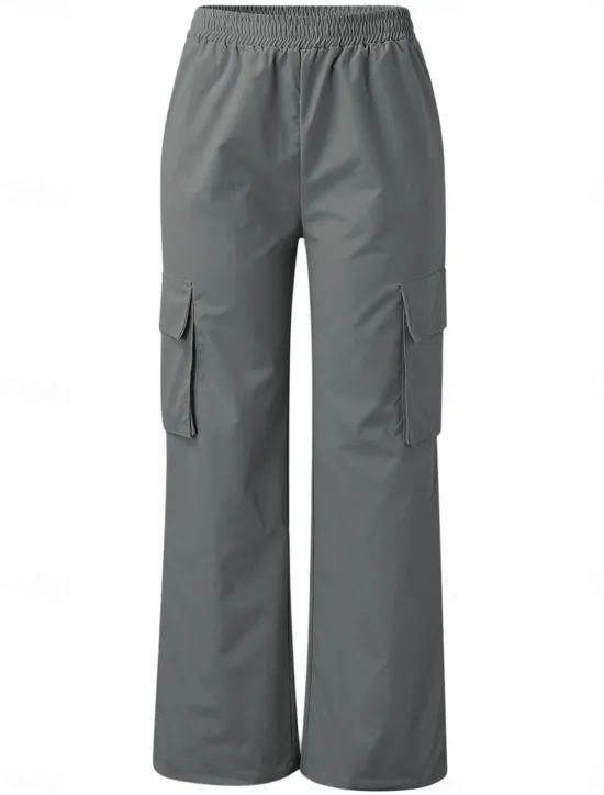 Sale Women's Cargo Pants Pants Trousers Parachute Pants Streetwear Casual Comfort Full Length High Waist Plain Pocket Elastic Waist Breathability Soft Outdoor Micro-elastic Vacation Casual Sports Women Pants
