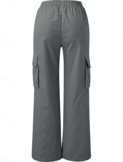 Sale Women's Cargo Pants Pants Trousers Parachute Pants Streetwear Casual Comfort Full Length High Waist Plain Pocket Elastic Waist Breathability Soft Outdoor Micro-elastic Vacation Casual Sports Women Pants