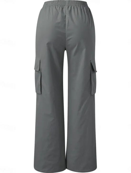 Sale Women's Cargo Pants Pants Trousers Parachute Pants Streetwear Casual Comfort Full Length High Waist Plain Pocket Elastic Waist Breathability Soft Outdoor Micro-elastic Vacation Casual Sports Women Pants