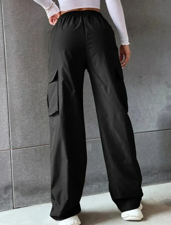 Sale Women's Cargo Pants Pants Trousers Parachute Pants Streetwear Casual Comfort Full Length High Waist Plain Pocket Elastic Waist Breathability Soft Outdoor Micro-elastic Vacation Casual Sports Women Pants