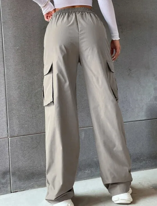 Sale Women's Cargo Pants Pants Trousers Parachute Pants Streetwear Casual Comfort Full Length High Waist Plain Pocket Elastic Waist Breathability Soft Outdoor Micro-elastic Vacation Casual Sports Women Pants