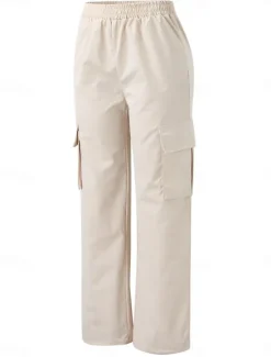 Sale Women's Cargo Pants Pants Trousers Parachute Pants Streetwear Casual Comfort Full Length High Waist Plain Pocket Elastic Waist Breathability Soft Outdoor Micro-elastic Vacation Casual Sports Women Pants