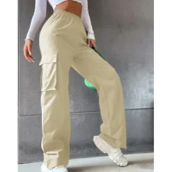 Hot Women's Cargo parachute pants Chinos Trousers Full Length Cotton Blend Pocket Baggy Micro-elastic Mid Waist Fashion Casual Weekend Black Army Green S M Summer Spring & Fall Women Pants