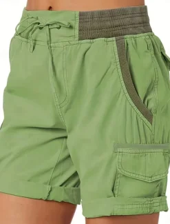 Outlet Women's Cargo Shorts Chinos Fashion Streetwear Basic Short High Waist Plain Elastic Waistband Multiple Pockets Comfy Soft Comfortable Micro-elastic Outdoor Street White Blue Brown Green Summer Women Shorts
