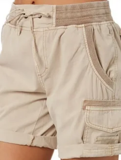 Outlet Women's Cargo Shorts Chinos Fashion Streetwear Basic Short High Waist Plain Elastic Waistband Multiple Pockets Comfy Soft Comfortable Micro-elastic Outdoor Street White Blue Brown Green Summer Women Shorts