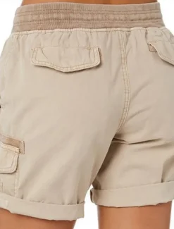 Outlet Women's Cargo Shorts Chinos Fashion Streetwear Basic Short High Waist Plain Elastic Waistband Multiple Pockets Comfy Soft Comfortable Micro-elastic Outdoor Street White Blue Brown Green Summer Women Shorts