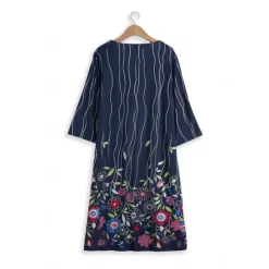 Outlet Women's Casual Dress Ethnic Dress Shift Dress Midi Dress Leopard Black White Half Sleeve Floral Print Summer Spring V Neck Basic Daily Vacation Weekend 2023 S M L XL XXL 3XL Women Floral Dresses|Spring Dresses