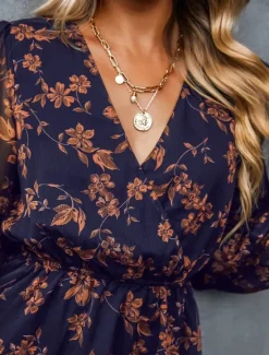 New Women's Casual Dress Formal Dress Floral Print V Neck Mini Dress Stylish Casual Daily Date Long Sleeve Summer Women Spring Dresses
