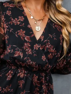 New Women's Casual Dress Formal Dress Floral Print V Neck Mini Dress Stylish Casual Daily Date Long Sleeve Summer Women Spring Dresses
