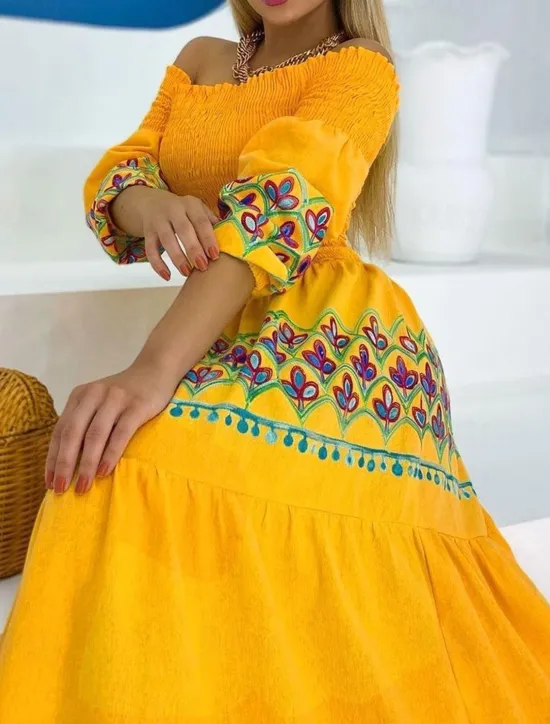 Outlet Women's Casual Dress Long Dress Maxi Dress Half Sleeve Floral Patchwork Fall Spring Autumn Off Shoulder Modern Weekend Slim 2023 S M L XL XXL Women Vacation Dresses