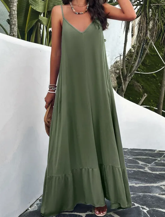 Clearance Women's Casual Dress Long Dress Maxi Dress Backless Pocket Date Streetwear Maxi Strap Sleeveless Black Red Blue Color Women Vacation Dresses