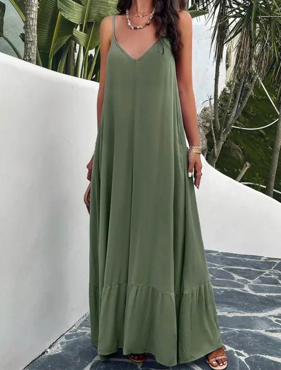 Clearance Women's Casual Dress Long Dress Maxi Dress Backless Pocket Date Streetwear Maxi Strap Sleeveless Black Red Blue Color Women Vacation Dresses