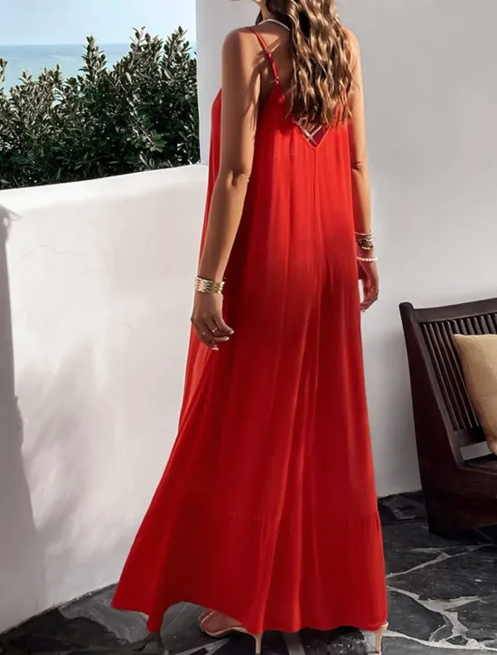 Clearance Women's Casual Dress Long Dress Maxi Dress Backless Pocket Date Streetwear Maxi Strap Sleeveless Black Red Blue Color Women Vacation Dresses