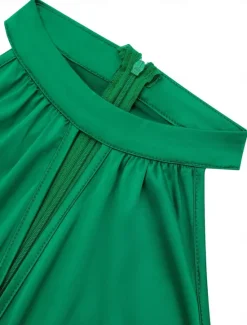 Hot Women's Casual Dress Midi Dress Ruched Wedding Party Elegant Streetwear Halter Neck Sleeveless Champagne Wine Green Color Women Cocktail Dress