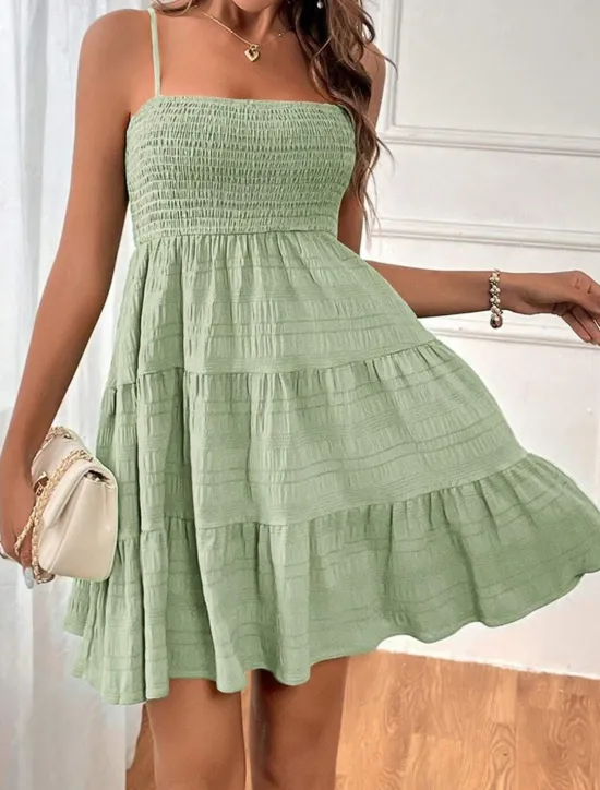 Women's Casual Dress Mini Dress Ruffle Backless Date Vacation Streetwear Basic Spaghetti Strap Sleeveless Black Pink Light Blue Color Women Sundresses