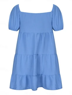 Sale Women's Casual Dress Mini Dress Bow Vacation Streetwear Basic Square Neck Half Sleeve Blue Fuchsia Apricot Color Women Cocktail Dress