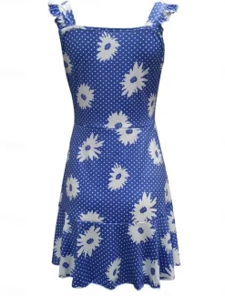 Online Women's Casual Dress Slip Dress Floral Print Strap Mini Dress Casual Daily Date Sleeveless Summer Women Sundresses