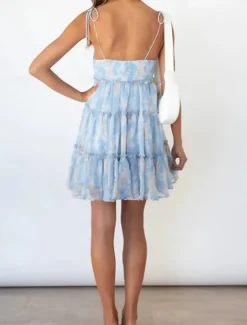 Hot Women's Casual Dress Slip Dress Floral Polka Dot Ruffle Backless Strap Mini Dress Stylish Casual Daily Vacation Sleeveless Summer Women Sundresses