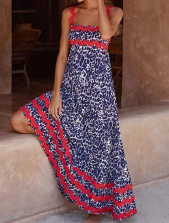 Outlet Women's Casual Dress Slip Dress Beach Dress Floral Backless Print Strap Long Dress Maxi Dress Tropical Hawaiian Vacation Sleeveless Summer Women Vacation Dresses