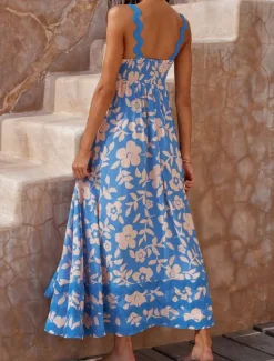 Outlet Women's Casual Dress Slip Dress Beach Dress Floral Backless Print Strap Long Dress Maxi Dress Tropical Hawaiian Vacation Sleeveless Summer Women Vacation Dresses