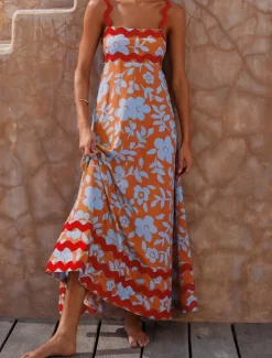Outlet Women's Casual Dress Slip Dress Beach Dress Floral Backless Print Strap Long Dress Maxi Dress Tropical Hawaiian Vacation Sleeveless Summer Women Vacation Dresses