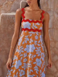 Outlet Women's Casual Dress Slip Dress Beach Dress Floral Backless Print Strap Long Dress Maxi Dress Tropical Hawaiian Vacation Sleeveless Summer Women Vacation Dresses