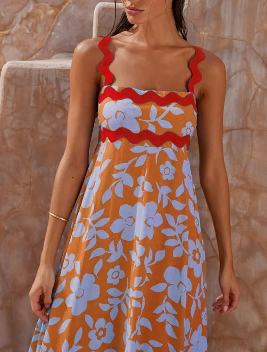 Outlet Women's Casual Dress Slip Dress Beach Dress Floral Backless Print Strap Long Dress Maxi Dress Tropical Hawaiian Vacation Sleeveless Summer Women Vacation Dresses