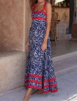 Outlet Women's Casual Dress Slip Dress Beach Dress Floral Backless Print Strap Long Dress Maxi Dress Tropical Hawaiian Vacation Sleeveless Summer Women Vacation Dresses