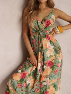 Discount Women's Casual Dress Slip Dress Floral Backless Print Strap Long Dress Maxi Dress Hawaiian Vacation Beach Sleeveless Summer Women Vacation Dresses