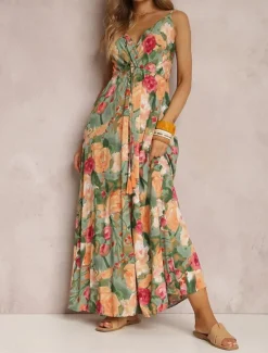 Discount Women's Casual Dress Slip Dress Floral Backless Print Strap Long Dress Maxi Dress Hawaiian Vacation Beach Sleeveless Summer Women Vacation Dresses