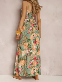 Discount Women's Casual Dress Slip Dress Floral Backless Print Strap Long Dress Maxi Dress Hawaiian Vacation Beach Sleeveless Summer Women Vacation Dresses