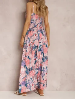 Discount Women's Casual Dress Slip Dress Floral Backless Print Strap Long Dress Maxi Dress Hawaiian Vacation Beach Sleeveless Summer Women Vacation Dresses
