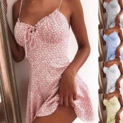 Discount Women's Casual Dress Sundress Floral Dress Mini Dress Dark Yellow Light Pink White Sleeveless Floral Lace up Spring Summer Spaghetti Strap Hot Vacation Weekend Slim 2023 S M L XL XXL 3XL 4XL 5XL Women Sundresses