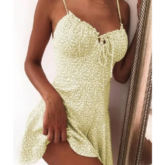 Discount Women's Casual Dress Sundress Floral Dress Mini Dress Dark Yellow Light Pink White Sleeveless Floral Lace up Spring Summer Spaghetti Strap Hot Vacation Weekend Slim 2023 S M L XL XXL 3XL 4XL 5XL Women Sundresses