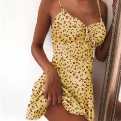 Discount Women's Casual Dress Sundress Floral Dress Mini Dress Dark Yellow Light Pink White Sleeveless Floral Lace up Spring Summer Spaghetti Strap Hot Vacation Weekend Slim 2023 S M L XL XXL 3XL 4XL 5XL Women Sundresses