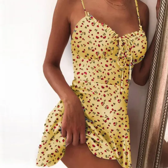 Discount Women's Casual Dress Sundress Floral Dress Mini Dress Dark Yellow Light Pink White Sleeveless Floral Lace up Spring Summer Spaghetti Strap Hot Vacation Weekend Slim 2023 S M L XL XXL 3XL 4XL 5XL Women Sundresses