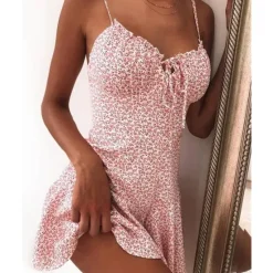 Discount Women's Casual Dress Sundress Floral Dress Mini Dress Dark Yellow Light Pink White Sleeveless Floral Lace up Spring Summer Spaghetti Strap Hot Vacation Weekend Slim 2023 S M L XL XXL 3XL 4XL 5XL Women Sundresses
