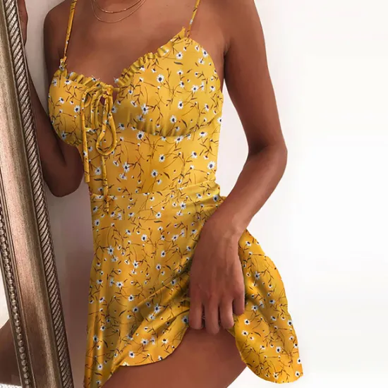Discount Women's Casual Dress Sundress Floral Dress Mini Dress Dark Yellow Light Pink White Sleeveless Floral Lace up Spring Summer Spaghetti Strap Hot Vacation Weekend Slim 2023 S M L XL XXL 3XL 4XL 5XL Women Sundresses