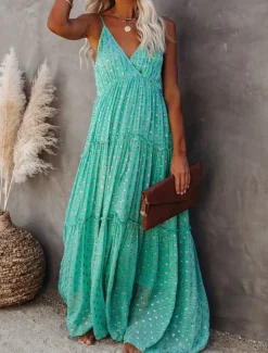 Outlet Women's Casual Dress Sundress Slip Dress Leopard Backless Print Strap Long Dress Maxi Dress Vacation Beach Sleeveless Summer Women Vacation Dresses