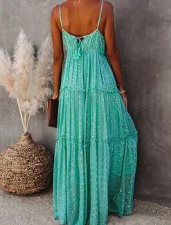 Outlet Women's Casual Dress Sundress Slip Dress Leopard Backless Print Strap Long Dress Maxi Dress Vacation Beach Sleeveless Summer Women Vacation Dresses
