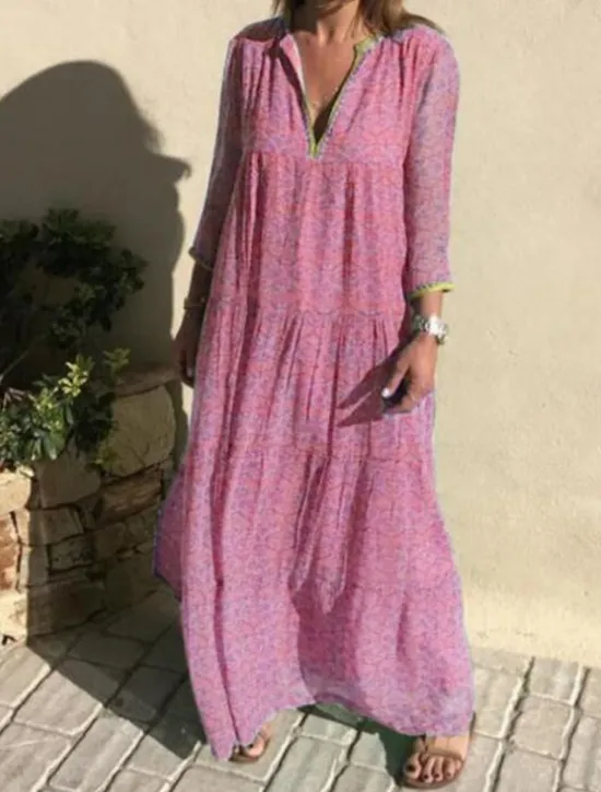 Sale Women's Casual Dress Swing Dress Floral Print V Neck Long Dress Maxi Dress Casual Boho Daily Vacation Long Sleeve Summer Women Spring Dresses