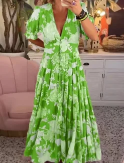 Women's Casual Dress Swing Dress Floral Print V Neck Midi Dress Stylish Casual Daily Date Half Sleeve Summer Women Floral Dresses|Spring Dresses
