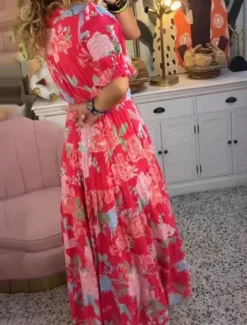 Women's Casual Dress Swing Dress Floral Print V Neck Midi Dress Stylish Casual Daily Date Half Sleeve Summer Women Floral Dresses|Spring Dresses