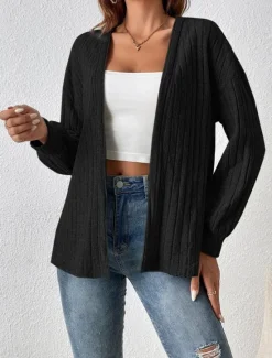 Hot Women's Casual Jacket Breathable Comfortable Oversized Casual Plain Vacation Street Casual Daily Wear Open Front Regular Collarless Regular Fit Long Sleeve Outerwear Summer Spring Women Jackets|Coats & Trench Coats