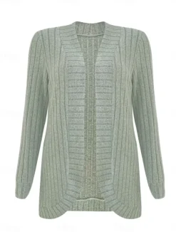 Online Women's Casual Jacket Breathable Comfortable Patchwork Fashion Casual Plain Vacation Street Casual Daily Wear Open Front Regular Collarless Regular Fit Long Sleeve Outerwear Black Green Summer Spring Women Jackets|Cardigans & Outerwears