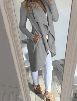 New Women's Casual Jacket Breathable Comfortable Pocket Fashion Casual Plain Vacation Street Casual Daily Wear Open Front Long Turndown Slim Long Sleeve Outerwear Black Wine Blue Summer Spring Women Jackets|Coats & Trench Coats
