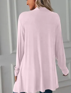 Hot Women's Casual Jacket Breathable Comfortable Oversized Casual Plain Vacation Street Casual Daily Wear Open Front Long Collarless Regular Fit 3/4 Length Sleeve Outerwear White Pink Wine Summer Spring Women Jackets|Coats & Trench Coats