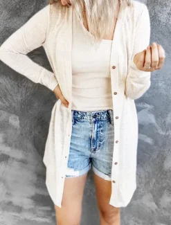 Hot Women's Casual Jacket Breathable Comfortable Pocket Casual Plain Vacation Street Casual Daily Wear Single Breasted Long V Neck Regular Fit Long Sleeve Outerwear Black White Pink Summer Spring Women Coats & Trench Coats